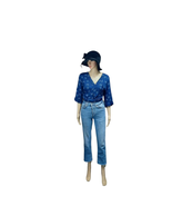 RE/DONE Womens 24 Stove Pipe Straight Leg Ankle Crop Blue Frayed Whisker... - $49.99