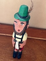 Vintage Small Carved Painted Wood Black Forest German Accordion Player Figurine - £7.46 GBP