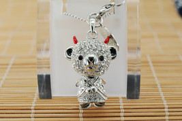 Crossfor Teddy Bear Clear Crystal Necklace Large Devil Teddy-23WH Japan - £67.93 GBP