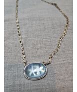 Blue Opaque Pendant CH Necklace, Silver Tone Chain, 18&#39;&#39; Vintage  - $183.25 MXN