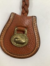 Dooney Bourke Vintage Brown Leather Brass Duck Logo Hanging Keychain Braid Strap - £35.03 GBP