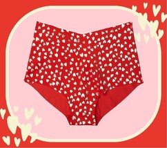 M  Red GOLD FOIL Heart No Show Victorias Secret High Waist Midi Brief Panty - £15.13 GBP