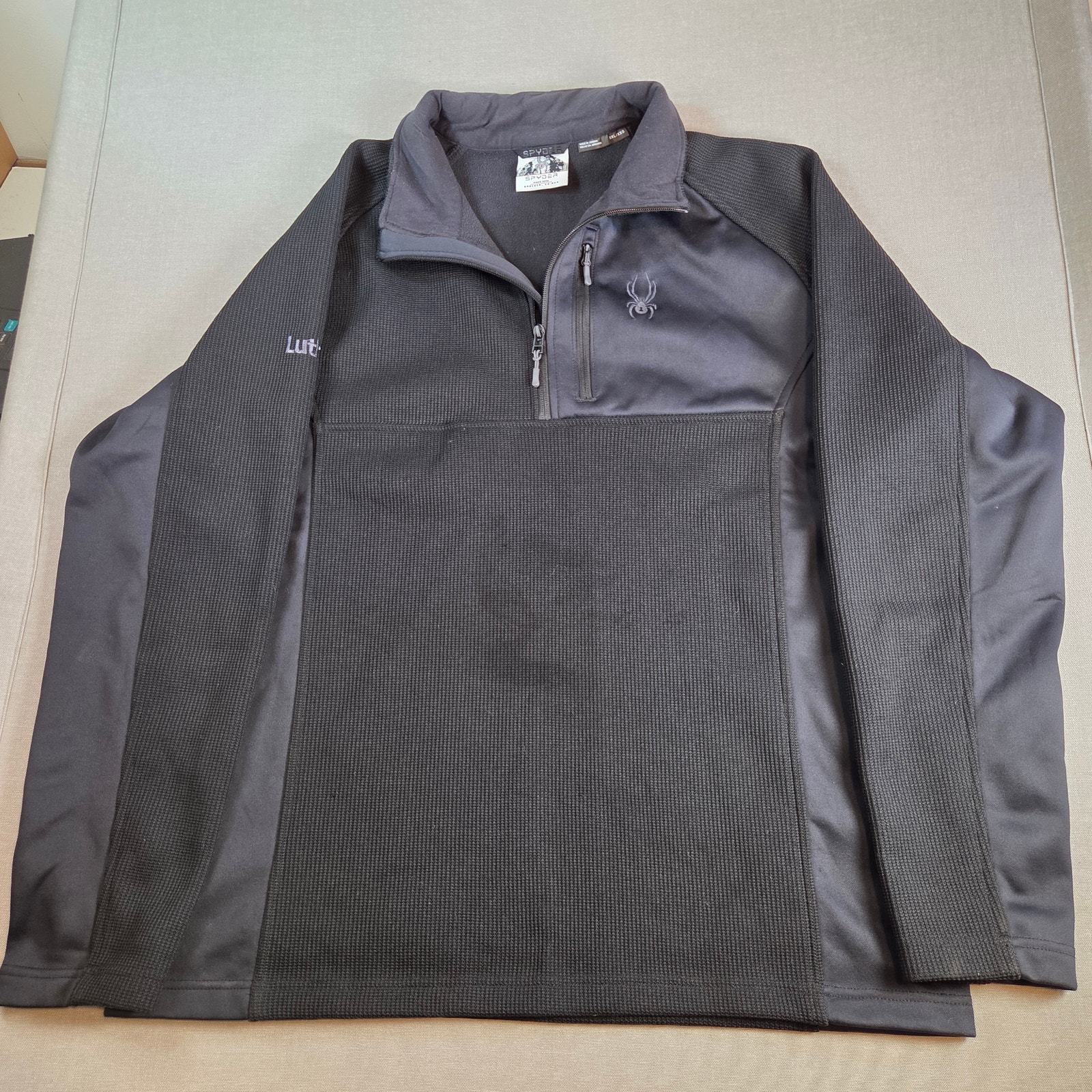 Spyder Men’s XXL Quarter Zip Pullover Black Gray Fleece 229517 Luther Logo - $29.95