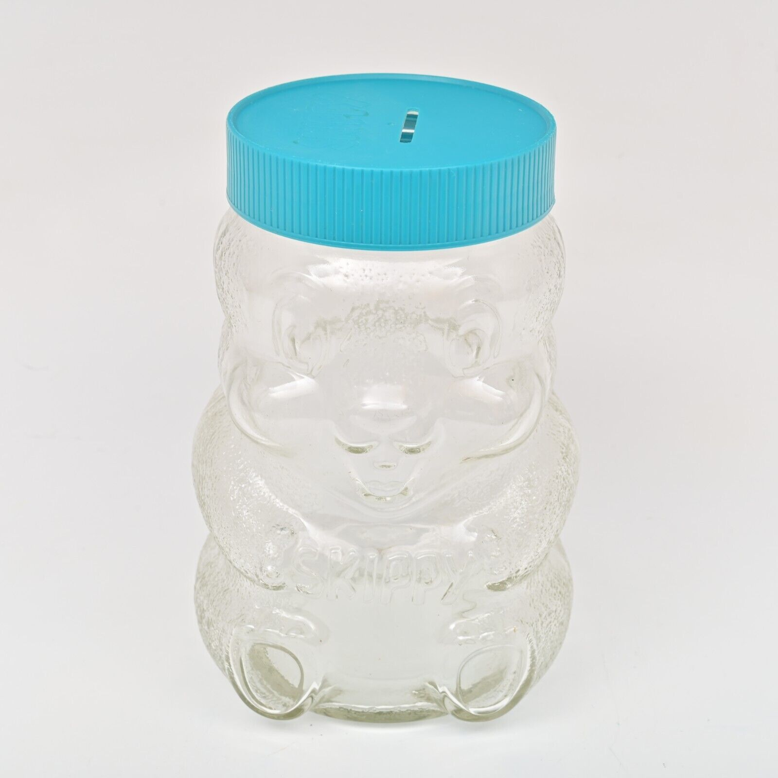 Primary image for 1990 SKIPPY PEANUT BUTTER 100th Birthday Glass Squirrel Bank Jar, 6.5" Tall VGUC