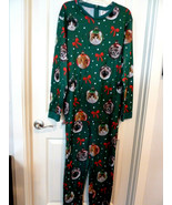 Christmas Pajamas Mens M union suit LIGHTS UP One Piece Zip Cats Fun! - $27.06 CAD