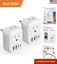 2-Pack European Travel Plug Adapter with 4 USB Ports - Compact and Durable - $783.68 MXN