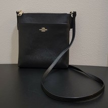 Coach Black Crossgrain Leather Slim Messenger Crossbody Bag Purse 59975 - $110.00