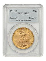 1911-D $20 Pcgs MS65 - £3,297.28 GBP