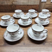 Wedgwood England Kutani Crane Footed Tea Cup &amp; Saucer Set - Set Of 8 - Mint - £131.72 GBP