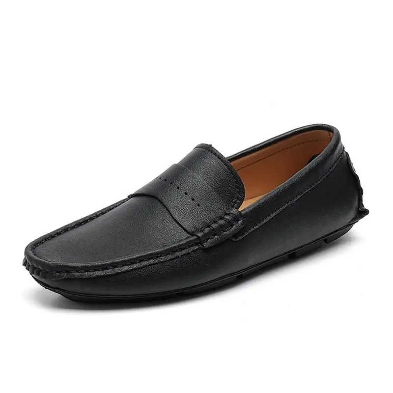 Genuine Leather Men Loafers Big Size 45 Mens Fur Driving Shoes Slip On Moccasins - £40.78 GBP