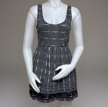 New Romantics Dress Women’s 4 Cotton Ikat Gray Tribal Embroidered Free P... - $26.86