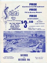 Safari Motel Flyer On the Ocean at 177th Street Miami Beach Florida 1950&#39;s - £14.07 GBP