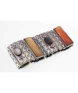 Strech Costume Bracelet Avec Coloré Cristaux Et Faux Noir Mop 39 MM Large - $1,977.82 MXN