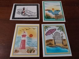 Beach Ocean Calmness Handmade Cards w/ Envelopes Textured Set 4 Greetings - £13.06 GBP