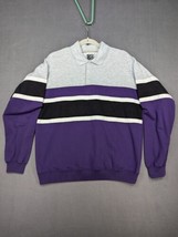 Active Wear Polo Men&#39;s Large Gray Purple Sweatshirt Long Sleeve Vintage  - $14.01