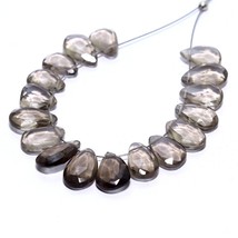 Natural Smoky Quartz Faceted Pear Beads Briolette Loose Gemstone Making ... - £5.38 GBP