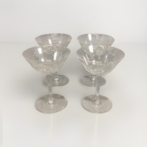 Set Of 4 Floral Etched Glass Champagne Glasses - €12,68 EUR
