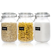 50Oz Airtight Glass Jars With Lids, 3 Pcs Food Storage Canister For Kitc... - £32.16 GBP