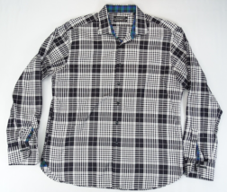 Hammer Made Button Up Shirt Mens 44/17.5 Black Pattern Plaid Check Long ... - $18.95