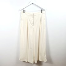 Mango - NEW - Wideleg Pleated Cropped Trousers - Cream - Large - £22.04 GBP