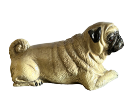 Superb  Life-Size Sitting Fawn Pug Porcelain Dog Figurine Sculpture #230 - £194.69 GBP