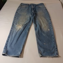 Carhartt Men's Faded Blue Denim Distressed Jeans Measured Size 35×29 image 9