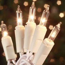Christmas Lights 100 Count Mini Clear Lights 21Ft White Wire Christmas T... - £19.95 GBP