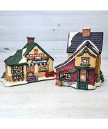 Vintage 2 Porcelain G. Wurm Christmas Village Tealight Holder Restaurant... - $58.19