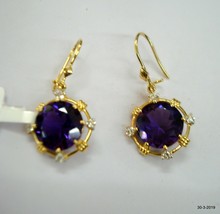 Gold Earrings Diamond Earrings Amethyst Gemstone Earrings Handmade Earrings - £898.35 GBP