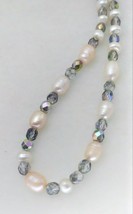  Handmade Pearls Aurora Borealis Opera Dress Up Wedding Necklace - £108.42 GBP