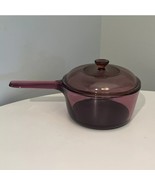 Vision Corning Ware Cranberry Teflon 1.5 L Sauce Pan w/ Glass Cookware Lid - $686.87 MXN