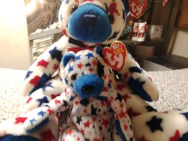 Ty Beanie Babies and Buddies Blue Nosed American Patriot Star Spangled Bear 2 pc - £23.94 GBP