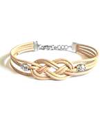 Bracelet 4 Strand Leather Braided with Beads - $7.99