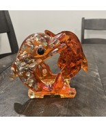 Lucite Dolphin Napkin Holder Orange Shell Mother Of Pearl Vtg - $911.43 MXN
