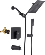 Shower Faucet Set Matte Black Sq.Are Bathtub Faucet Set With, In Valve Included. - £153.34 GBP