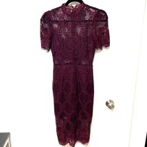 Akira Chicago Black Label Sheer Lace Cutout Dress Scallop Hem Merlot Size Small - £18.82 GBP