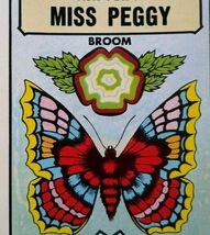 Miss Peggy Butterfly Wings Original Broom &amp; Mops Label Johnson Lithograp... - $12.59