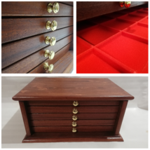 Coin Cabinet 5 Drawers Handcrafted Mahogany Color Coins&amp;More - $247.95