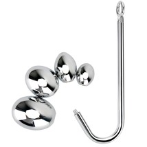 Stainless Steel Anal Hook, Polished Metal Anal Ball Plug With 4 Interchangeable  - £40.89 GBP