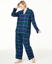 allbrand365 designer Womens Plus Size Plaid Pajama Set Size 3X Color Black - £40.21 GBP