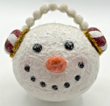 Vintage Snowman Head Ceramic Christmas Ornament U255 - £23.91 GBP