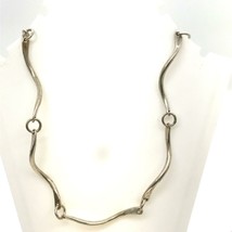 Vintage Signed Sterling Heavy Solid Modern Abstract Wavy Link Opera Necklace 28 - £217.62 GBP