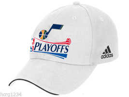 Utah Jazz Adidas NBA Basketball Playoff White Adjustable Cap Hat - £13.54 GBP