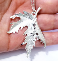Leaf Charm Necklace, Silver Pendant Necklace, Best Friend Gift - $27.98
