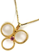 1/20 12K Yellow Gold Filled 17&quot; Necklace 1/20 14K Three Ring Pendant Ruby Center - £34.04 GBP