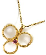 1/20 12K Yellow Gold Filled 17&quot; Necklace 1/20 14K Three Ring Pendant Rub... - $43.55