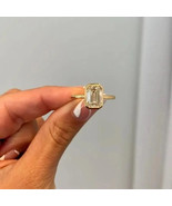Lab Grown 3.00 Ct Emerald Cut E VVS2 CVD Bezel Set Diamond Ring 14k Yell... - $2,530.25 CAD