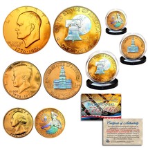1976 Bicentennial 24K Gold Plated &amp; Prism Hologram JFK IKE QUARTER 3-Coin US Set - £24.62 GBP