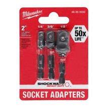 Milwaukee Socket Adapter Set Impact Duty Hex Shank 1/4 1/2 3/8 in. Driver Pack - £10.28 GBP