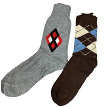 MEN&#39;S VINTAGE 1950s DRESS SOCKS Gray Red Intarsia Cotton Orlon Acrylic  - $530.79 MXN